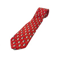 Noel Red Snowman Print Tie 100% Silk 58 inches 3.5 inches - $146.65 MXN