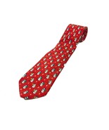 Noel Red Snowman Print Tie 100% Silk 58 inches 3.5 inches - $146.65 MXN