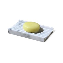 Natural Marble Soap Dish For Shower Silicone Non-Slip Feet, Stone Drying Tray, B - $33.99