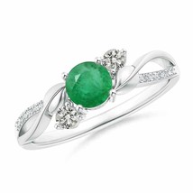 ANGARA Emerald and Diamond Twisted Vine Ring for Women, Girls in 14K Solid Gold - £569.38 GBP