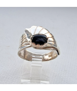 RICHARD BEGAY NAVAJO 925 STERLING SILVER BLACK ONYX ADJUSTABLE RING SIZE... - $135.28 CAD