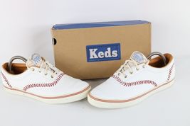 Vtg 90s Keds Womens 10 Distressed Leather Baseball Sneakers Shoes White ... - $69.25