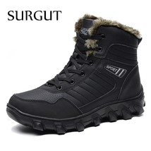 SURGUT Brand Autumn Winter Warm  Men Comfortable Working Shoes High Top Snow Boo - £74.97 GBP