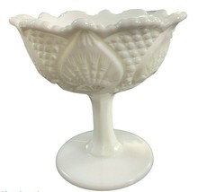 Fenton Hobnail Leaf Milk Glass Compote Candy Dish Rare Hard to Find Vintage - £23.74 GBP