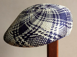 Flat Cap purple/natural for Men Woman Panama hat Straw hat Sun hat Ecuador - £77.87 GBP