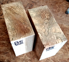 TWO (2) SPALTED BEECH BOWL BLANK LATHE TURNING LUMBER WOOD 6&quot; X 6&quot; X 3&quot; B5 - £28.69 GBP