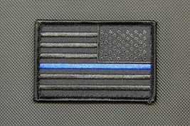 Blackout Thin Blue Line Reverse United States Flag Patch Police SWAT Gan... - $90.43 MXN
