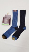 2 Pack Gold Toe LODGE Collection Blue &amp; Black Eco-Soft Crew Socks Size 6-12.5 - £7.93 GBP