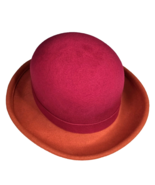 Vntg Pink Orange Ladies Doeskin Felt Wool Molded Bucket Hat Rolled Edges... - £39.61 GBP