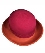 Vntg Pink Orange Ladies Doeskin Felt Wool Molded Bucket Hat Rolled Edges... - $49.99