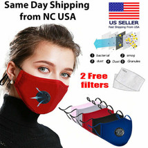 Reusable Air Purifying Washable Haze Pollution Cotton Face Mask with 2 Filters - £4.49 GBP+