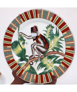 Vintage Decorative Tropical Monkey Plates Set Of 2 Rare 10 1/2&quot; Round Go... - $23.56