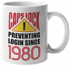 Capslock, Preventing Login Since 1980. Smart Coffee &amp; Tea Mug For Professors, St - £15.91 GBP+