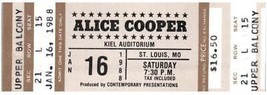Vintage Alice Cooper Ticket Stub Janvier 16 1988 St.Louis MO Inutilisé - £35.67 GBP