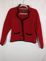 Vintage Herman Geist Pure Wool Red Sweater Button Up Blazer Womens M - £10.99 GBP