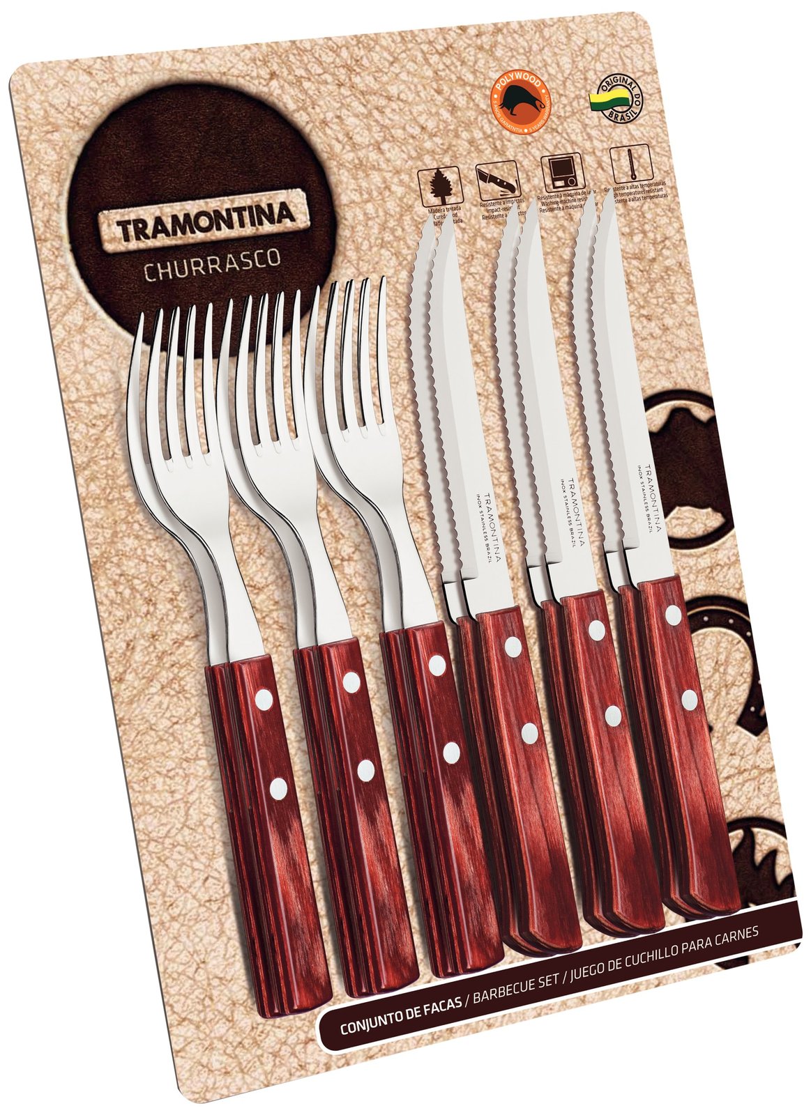 Tramontina 12-pieces Barbecue Set 6 Knives 6 Forks - $40.12
