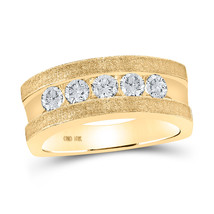 10kt Yellow Gold Mens Machine-Set Round Diamond 5-stone Wedding Ring 1 Cttw - £1,956.91 GBP