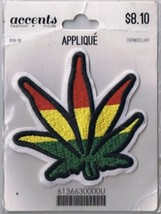 Accents Applique Marijuana Leaf Jamacian Colours Iron On - £2.82 GBP