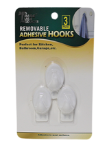 Removable Adhesive Hooks 3 Pack Oval 1.25&quot; Key Holders Coats Robes Towel... - £5.42 GBP