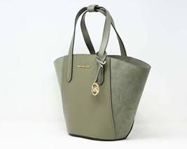 NWB Michael Kors Portia Small Tote Green Leather 35F1GPAT1S $358 Gift Bag FS - £77.88 GBP