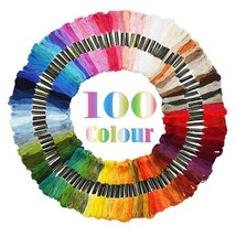 100 Embroidery Thread Cotton Cross Stitch Skeins Coloured Craft KIT - $19.10