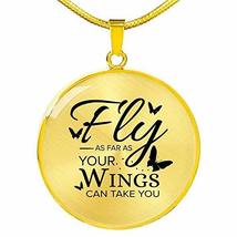 Fly As Far As Your Wings Can Take You Transparent Circle Necklace Stainless Stee - £35.15 GBP