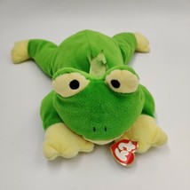 Ty Pillow Pals Ribbit Frog Plush Green Yellow 14&quot; Soft Stuffed Animal Retired  - £7.76 GBP