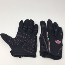 Harley Davidson Women&#39;s 3-In-1 Large Pink Label Black Leather Gloves Medium - £31.89 GBP