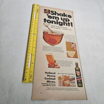 Holland House Shake &#39;em Up Tonight Red Margarita Vintage Print Ad 1967 - £5.37 GBP