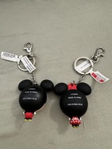 Disney Parks Mickey and Minnie Mouse Big Head Keychain Set of 2 NEW image 2