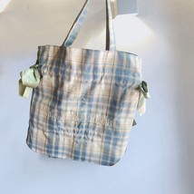 Youda Plaid Women Simple Shoulder Bag Soft Cloth Fabric Handbag Large Capacity C - £29.64 GBP