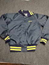 Vintage Butwin Jacket Adult Small Navy Blue Yellow Stripe Union Made Wes... - $37.02