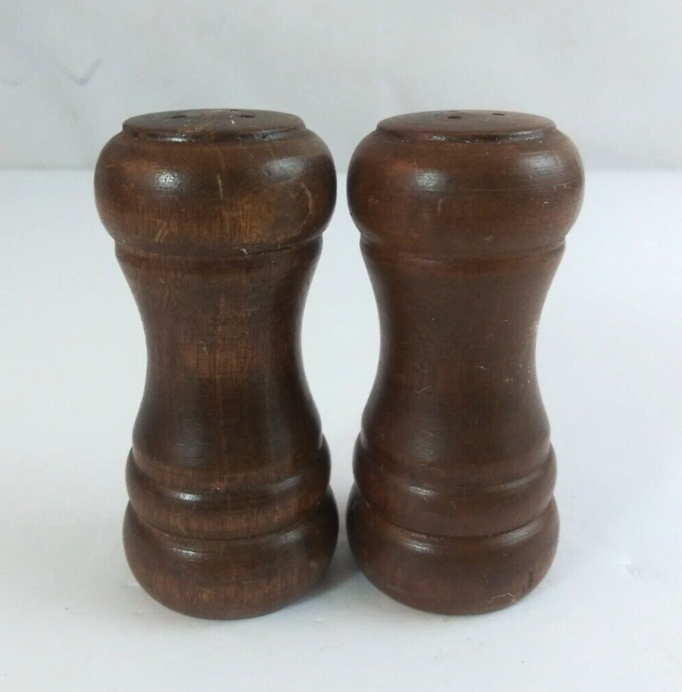 Vintage Wooden Pillar 3.5&quot; Salt &amp; Pepper Shakers - $7.75