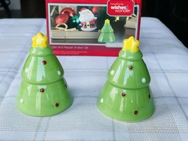 Christmas Holiday tree salt and pepper shaker set, 3x2.5in, Ceramic - $22.00