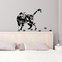 ( 24&#39;&#39; x 15&#39;&#39;) Vinyl Wall Decal Cute Cat Silhouette with Steps / Curious Kitten  - £16.83 GBP