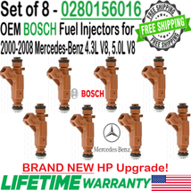 NEW Genuine Bosch 8pcs HP Upgrade Fuel Injectors for 2000-2008 Mercedes-Benz V8 - £367.85 GBP