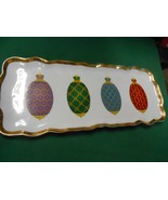 Beautiful CHRISTMAS ornaments design Porcelain Serving TRAY 15&quot; X 6.5&quot; - £6.79 GBP