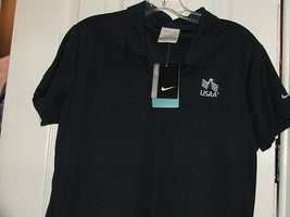 WOMENS NIKE USAA GOLF POLO SIZE LARGE, NEW WITH TAGS , NAVY BLUE - $13.50