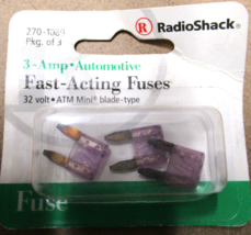 Radio Shack 3-Amp Automotive Fast-Acting Fuses 32-Volt ATM Mini Blade-Type - £5.97 GBP