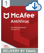MCAFEE ANTIVIRUS 2023 - 1 Year   Windows PC- DOWNLOAD Version Email Deliver - $11.99
