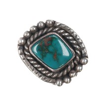 Sz8 Vintage Native American sterling ring with nice turquoise - $173.25