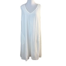 Soft Surroundings Dress Medium White Gauze Crinkle Sleeveless Tank Shift Beach - £32.05 GBP