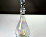 Vintage Boho Blown Glass Bottle Decanter Stopper Optic Clear Iridescent ... - $30.00