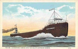 Great Lakes Steamer William Livingstone Duluth Superior Harbor MN WI postcard - £5.13 GBP