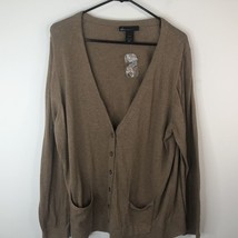 Lane Bryant Womens Button Front Sweater Size 22/24 Brown Long Sleeve Pockets NWT - £18.07 GBP