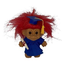 Graduation Troll Vintage Russ 4&quot; Blue Robe &amp; Red Hair - £10.51 GBP