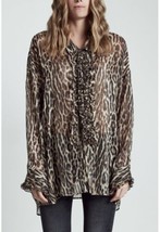 R13 Ruffled Leopard Silk Tuxedo Shirt.  Size Medium. $695 OVERSIZED - £359.60 GBP