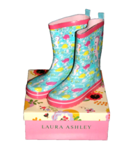 Laura Ashley Girls Pull On Rubber Rain Boots Pink Blue Seahorse US Size ... - $22.50