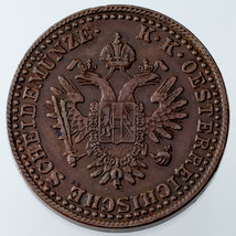 1851-A Austria 2 Kreuzer Copper Coin XF Condition KM #2189 - £45.68 GBP