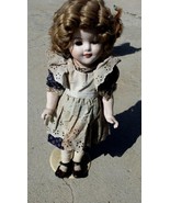 Shirley Temple Doll 16&quot; Bisque real hair and eyelashes old original dress - $75.37 CAD